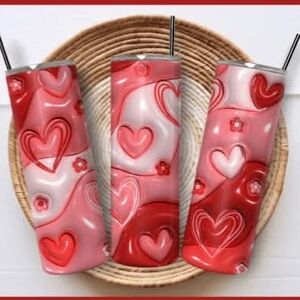 Heart Design Pink and Red Art Tumbler